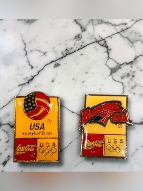 Vintage USA Olympics  Volleyball & Baseball Collectible Pins -